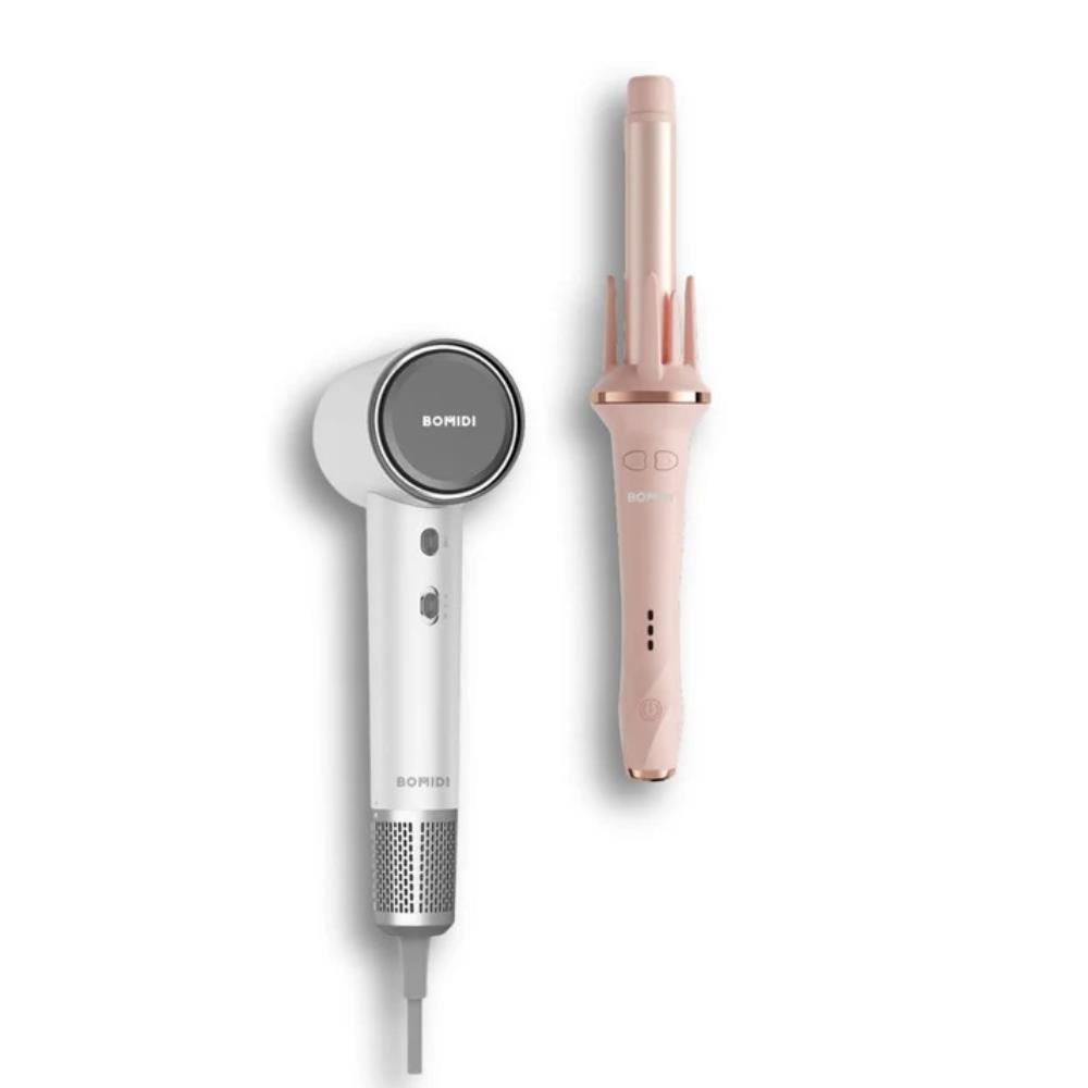 Rizador de Cabello HC02 Rosa + Secador de Cabello HD04 Blanco